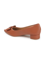 Women's Block Heel Solid Pumps with Bows