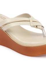 Women's Crisscross Strap Wedge Thong Sandals