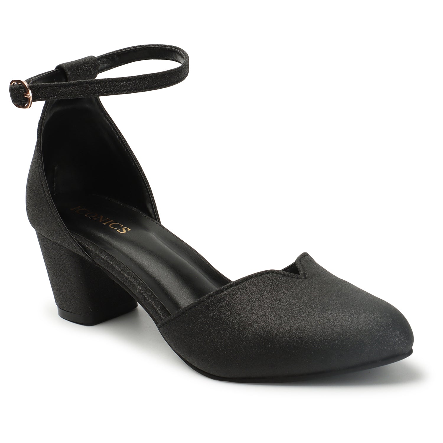 Women's Black Casual Strap Heels