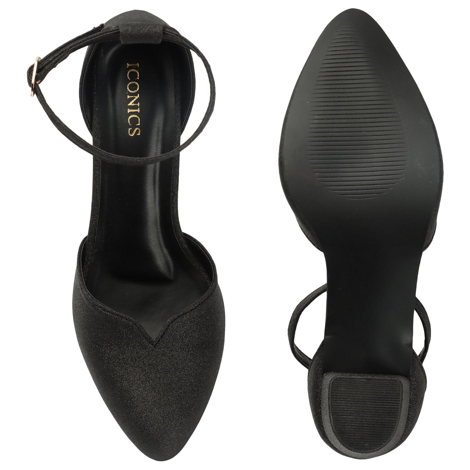 Women's Black Casual Strap Heels