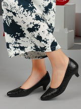 Women's Black Casual Slip-On Heels