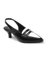 Womne's Two Color Sade Kitten Heeled Sandal