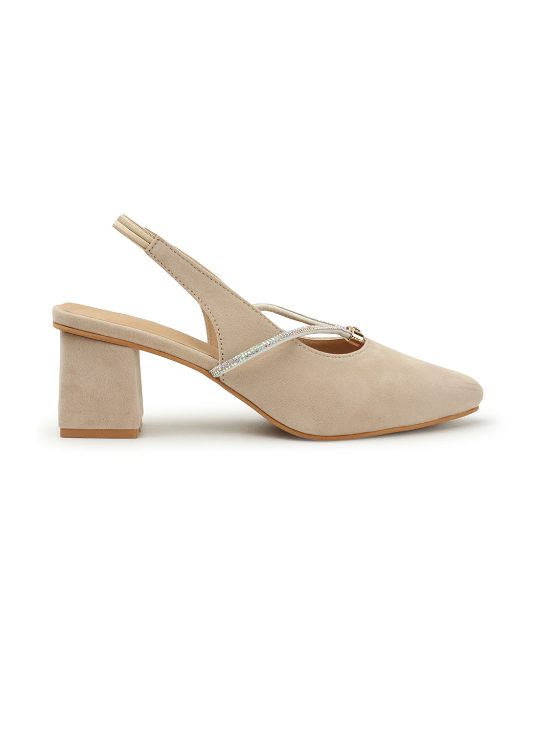 Women's Beige Casual Strap Heels