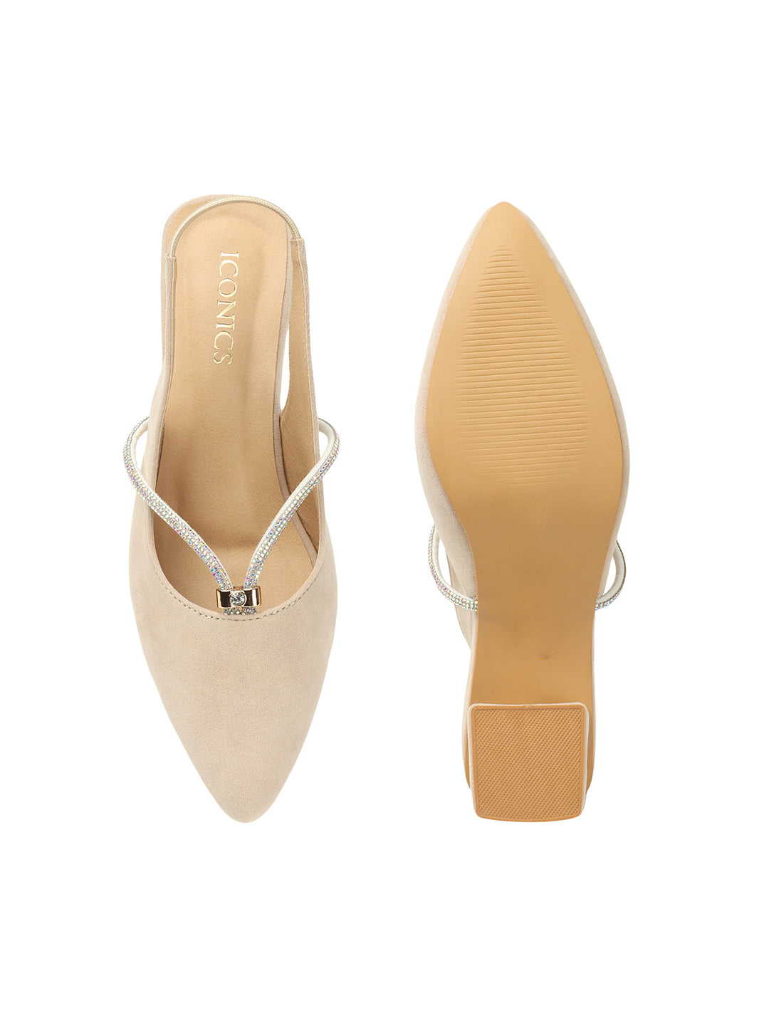 Women's Beige Casual Strap Heels