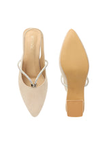 Women's Beige Casual Strap Heels