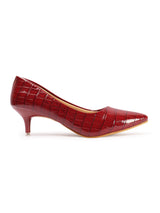 Women's Croc-Embossed Pointed Toe Kitten Heel Pumps