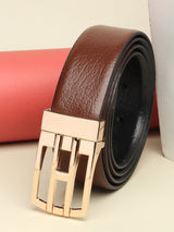 Men's Brown Casual Solid Leather Belt