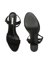 Women's Black Solid Ankle Strap Block Heel Sandals