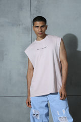 Unisex Pink Casual Regular Fit Printed Sleeveless Tank