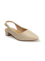 Women's Texchted Pointed Toe Block Heel Pumps