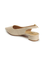 Women's Texchted Pointed Toe Block Heel Pumps