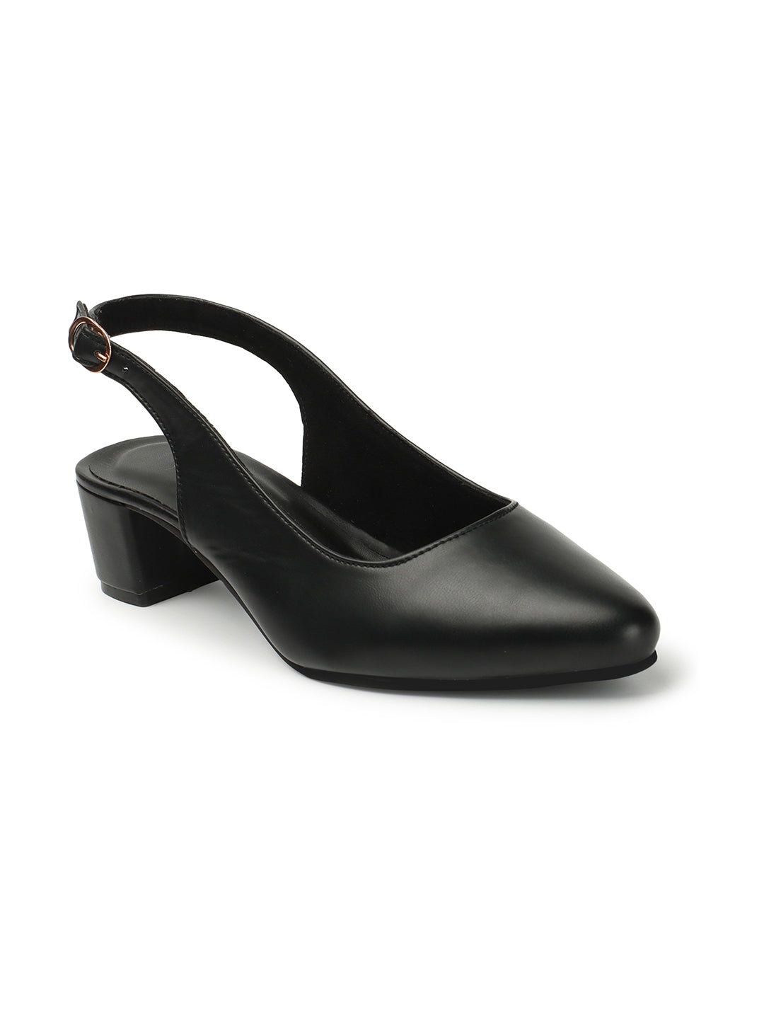 Women's Black Casual Strap Heels