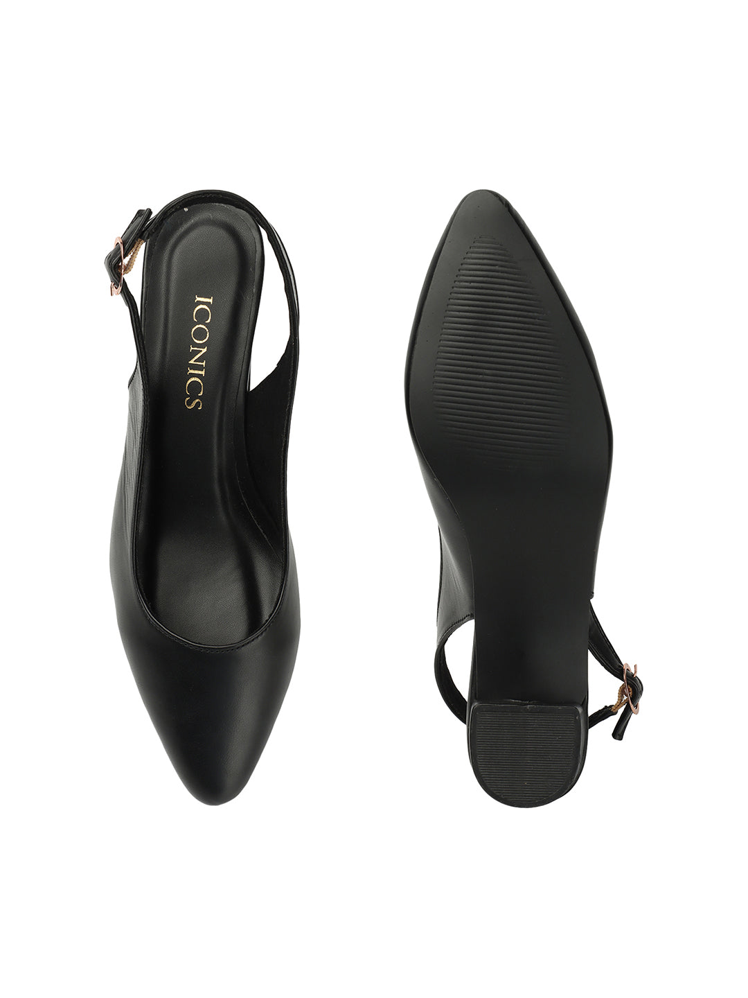 Women's Black Casual Strap Heels