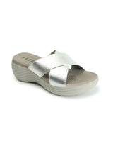 Women Grey Cross Straps Open-Toe Comfort Heel Sandals