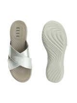Women Grey Cross Straps Open-Toe Comfort Heel Sandals