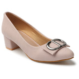 Women's Peach Casual Slip-On Heels