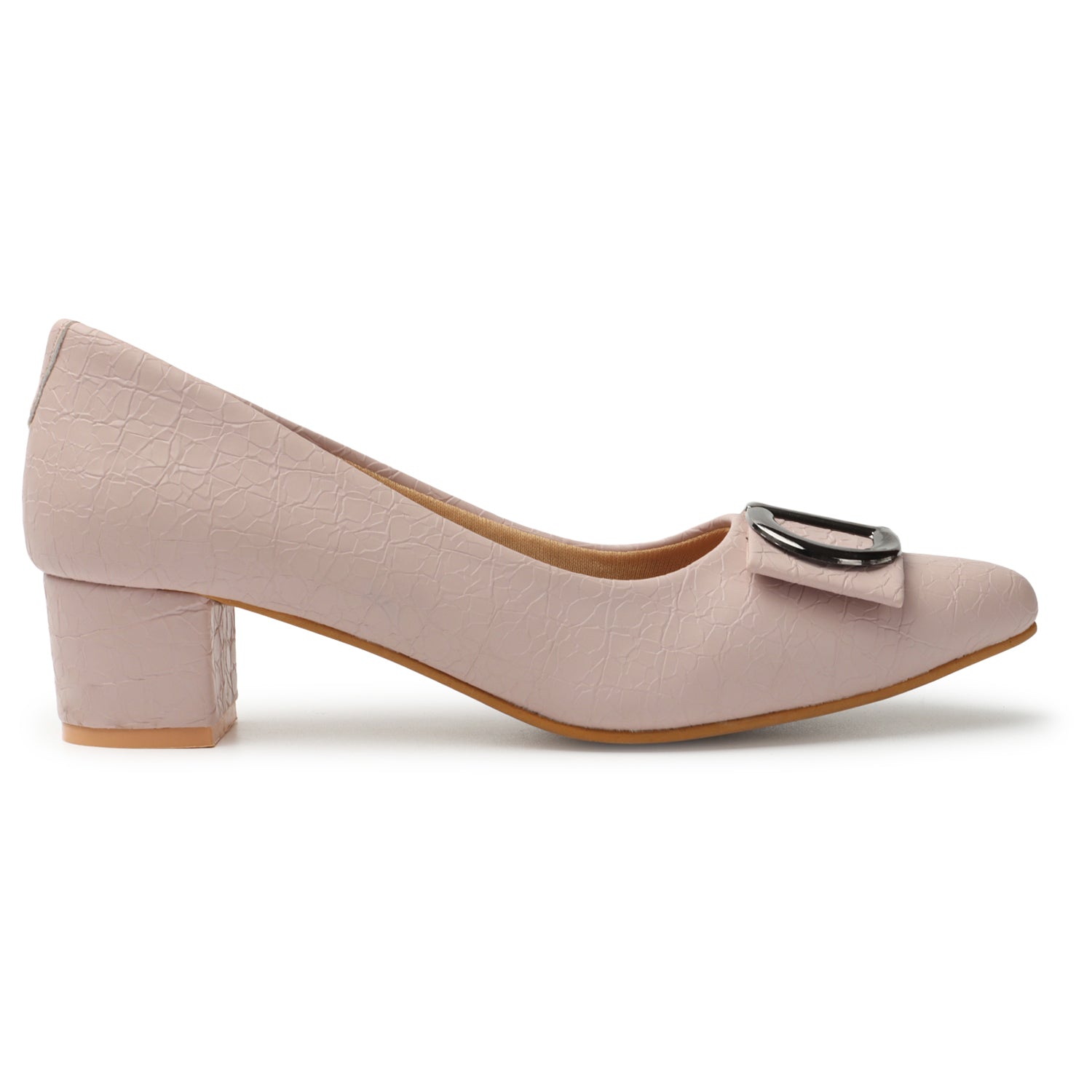 Women's Peach Casual Slip-On Heels