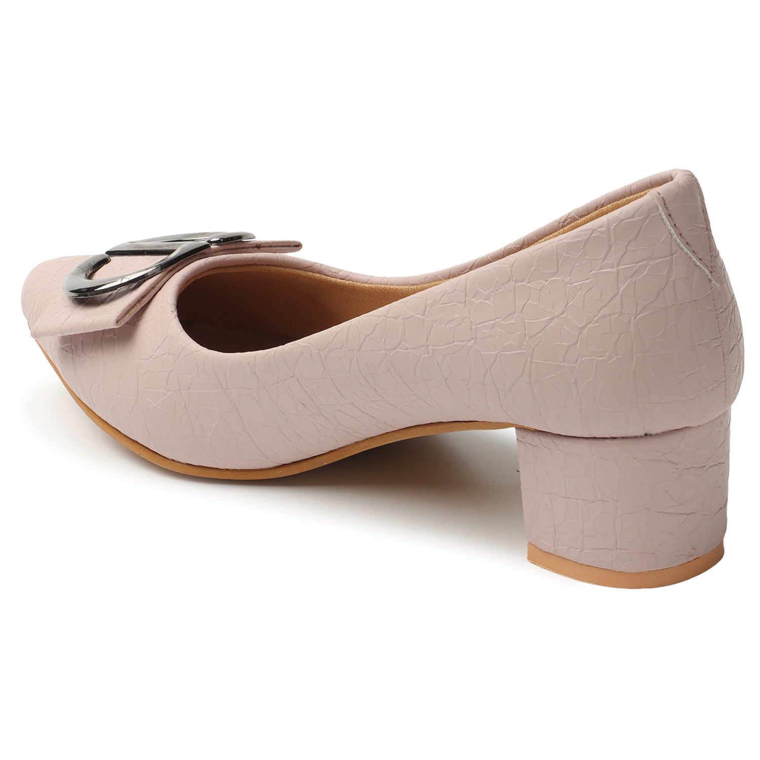 Women's Peach Casual Slip-On Heels