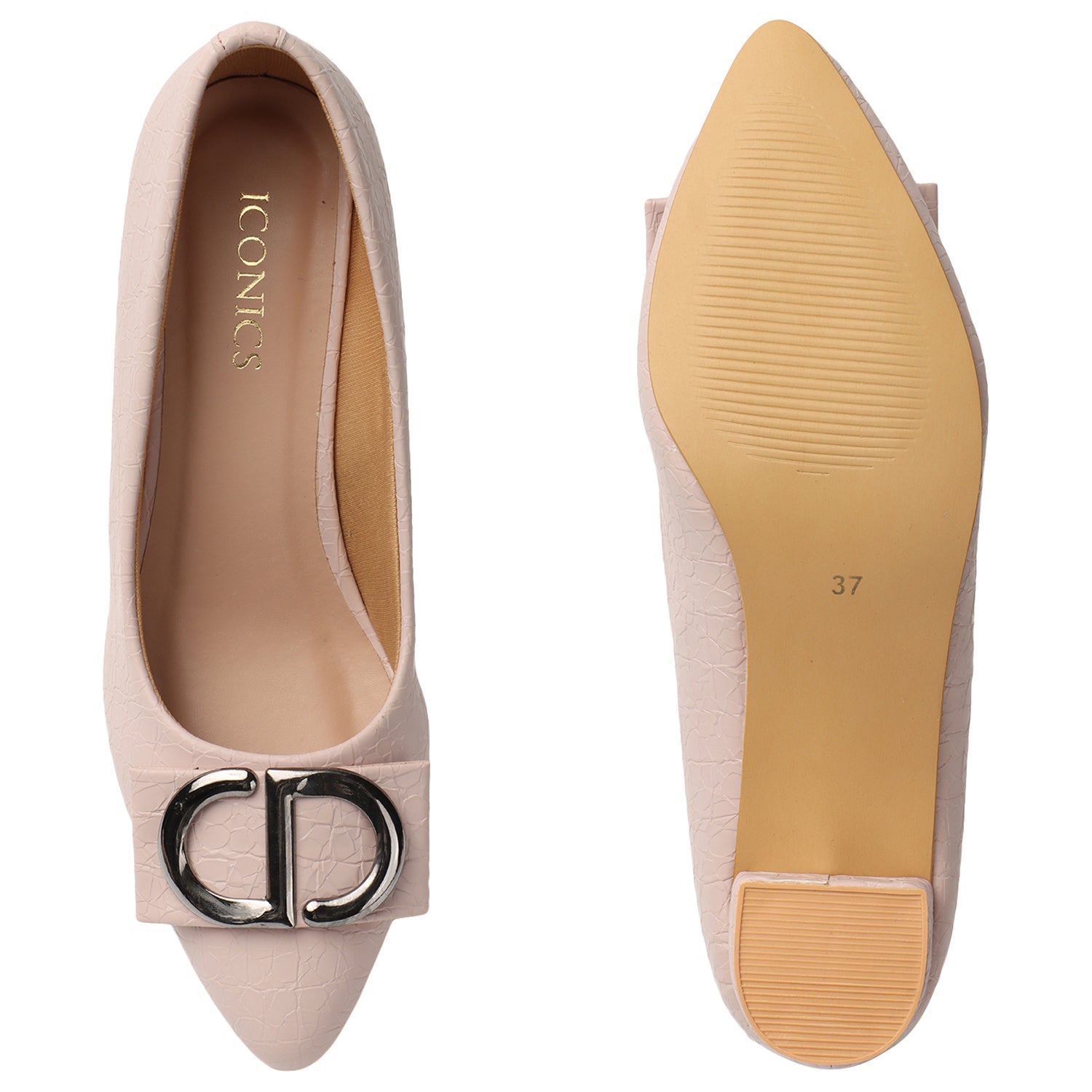 Women's Peach Casual Slip-On Heels