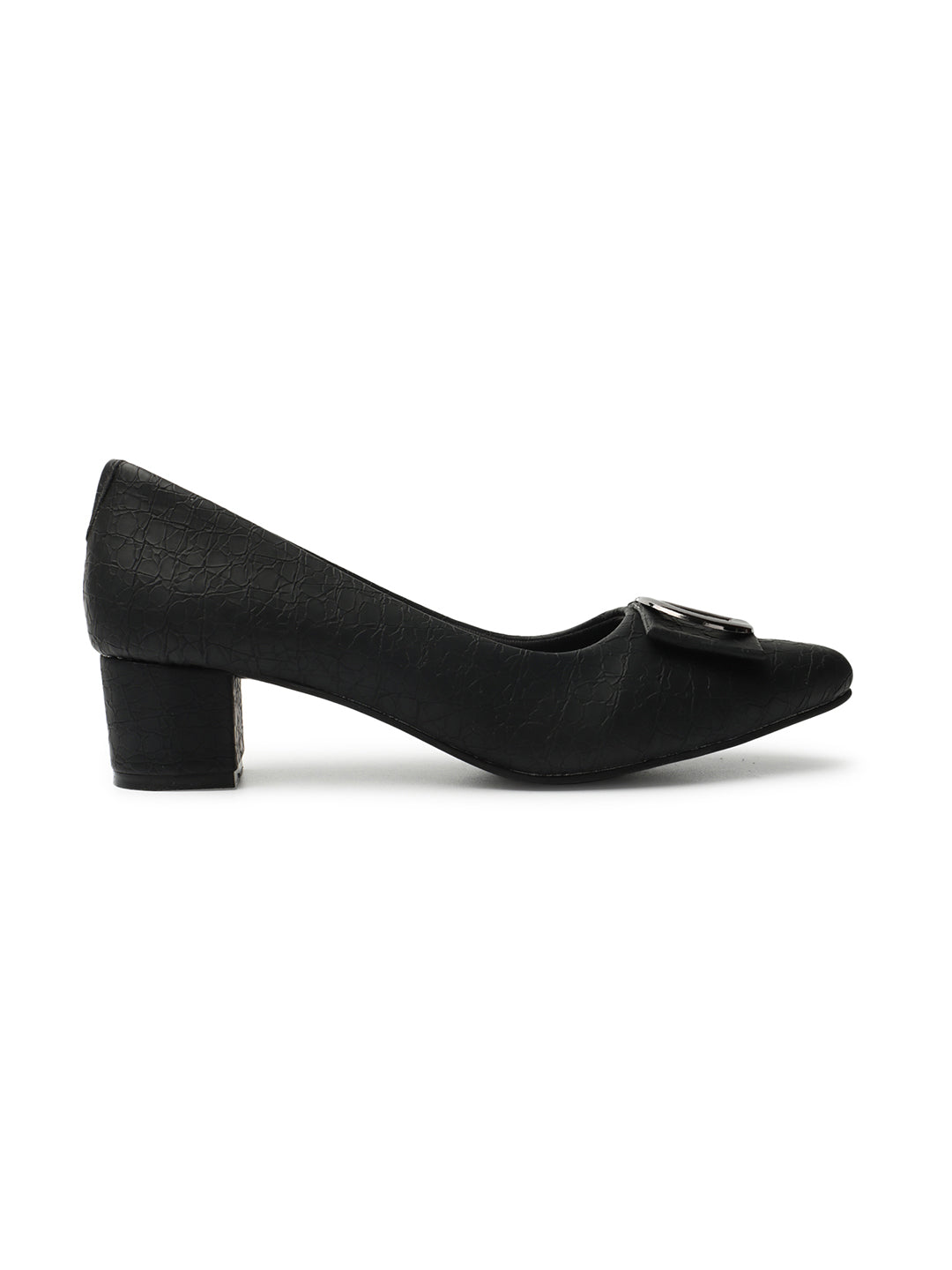Women's Black Casual Slip-On Heels