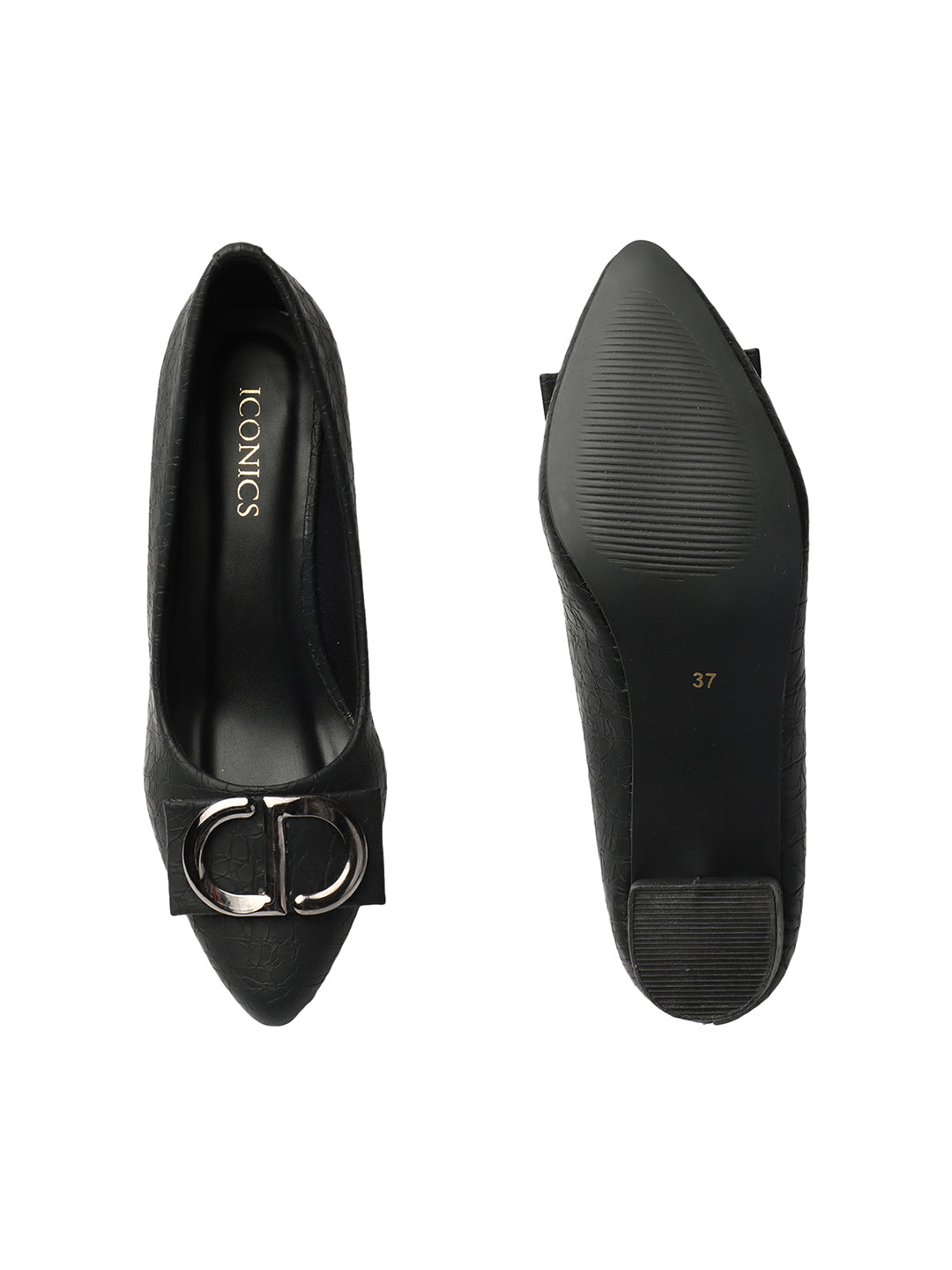 Women's Black Casual Slip-On Heels