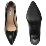 Women's Black Pointed Toe Glossy Pumps with Stiletto Heel