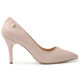 Women's Peach Textured Pointed Toe High Heels Pump