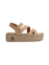Women's Beige Elastic Strap Flatform Sandals