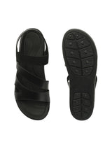 Women's Black Elastic Strap Flatform Sandals