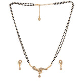 Women's Gold Plated Twine Braid Double Line Mangalsutra Necklace Set