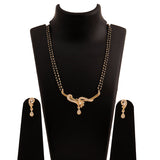 Women's Gold Plated Twine Braid Double Line Mangalsutra Necklace Set