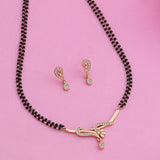 Women's Gold Plated Twine Braid Double Line Mangalsutra Necklace Set