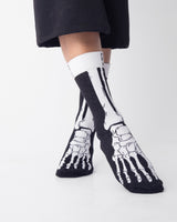 Unisex Black and White Crew Lengh Skeleton Socks