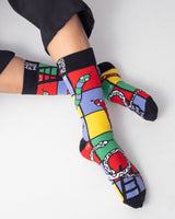 Unisex Multi-Colour Crew Lengh Sankes and Ladders Socks