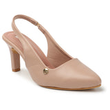 Women's Peach Pointed-Toe Slingback Heels