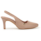 Women's Peach Pointed-Toe Slingback Heels