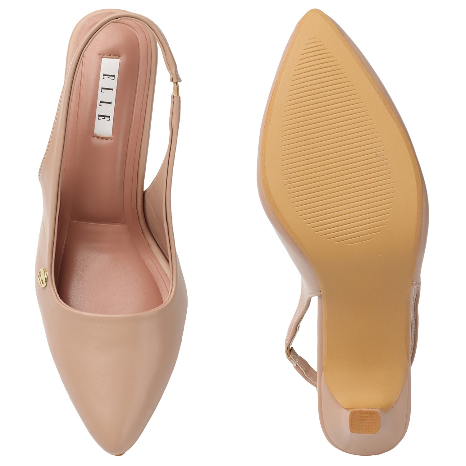 Women's Peach Pointed-Toe Slingback Heels