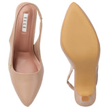 Women's Peach Pointed-Toe Slingback Heels
