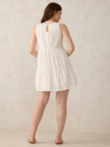 Women's White Casual A-Line Solid Dress