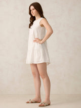 Women's White Casual A-Line Solid Dress