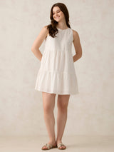 Women's White Casual A-Line Solid Dress