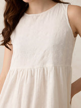 Women's White Casual A-Line Solid Dress