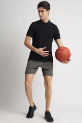 Men's Black Casual Cotton Blend Half Sleeves Polo Tshirt