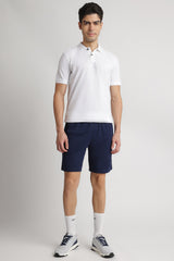 Men's White Casual Cotton Blend Half Sleeves Polo Tshirt