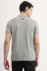 Men's Grey Casual Cotton Blend Half Sleeves Polo Tshirt