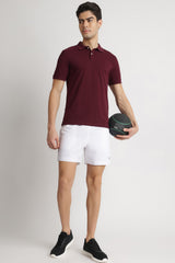 Men's Maroon Casual Cotton Blend Half Sleeves Polo Tshirt