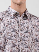Men's Beige Casual Solid Half Sleeves Shirt