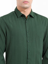 Men's Green Casual Solid Full Sleeves Shirt