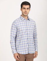 Men's Beige Casual Regular Fit Checkered Full Sleeves Shirt