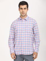 Men's Pink Casual Regular Fit Checkered Full Sleeves Shirt